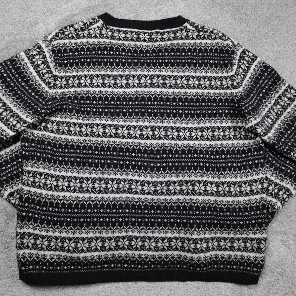 VTG St. John's Bay Fair Isle V Neck Lambswool Nordic Black Sweater 2XL (26x26) - Picture 3 of 6